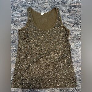 J. Crew Olive Sequin Tank Top